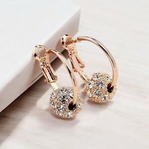 gold hoop clasp earrings with removable crystal beads brand-new